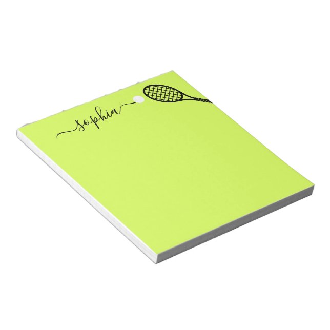 Personalised Script Name Modern Green Tennis  Notepad (Angled)