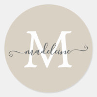 Personalised Script Name Monogram Warm Beige