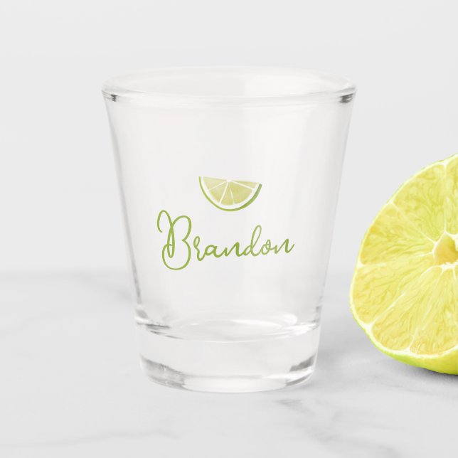 Personalised Script Name Tequila Lime Shot Glass (Front)