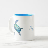 Personalised Script Name Turquoise Sea Turtle