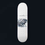 Personalised Script Name Wolf Pack Skateboard<br><div class="desc">Your name in a trendy script style font with a watercolor pack of wild wolves on the run.</div>