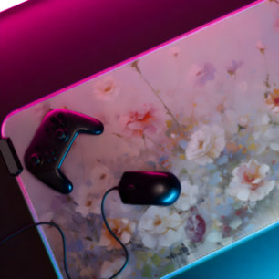 Personalised Script painting impressionist flowers Desk Mat