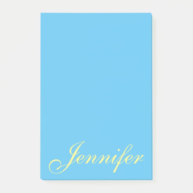 Personalised Script Pastel Blue Large Post-it Notes (Front)