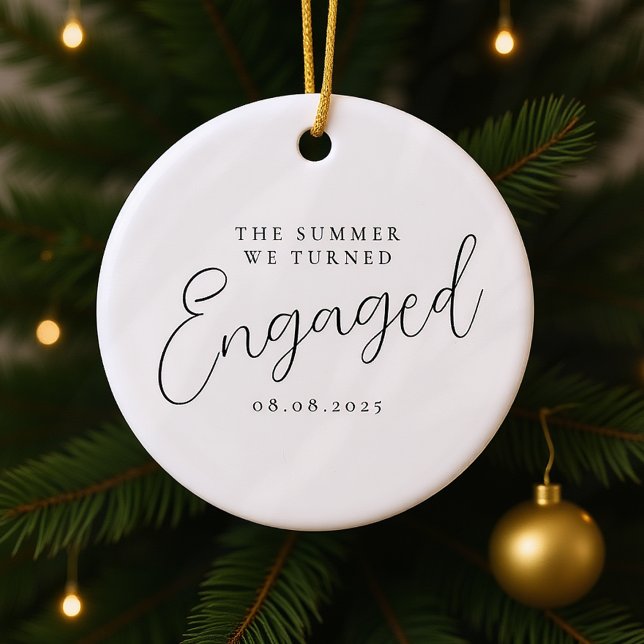 Personalised Script Photo Engagement Ceramic Ornament (Creator Uploaded)