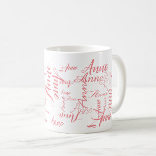 personalised script pink names typography coffee mug