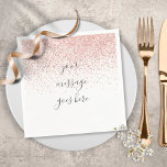 Personalised Script Rose Gold Glitter Napkins<br><div class="desc">Featuring rose gold glitter,  this chic napkin can be personalised with your own message. Perfect for weddings,  bridal showers,  baby showers,  baptism,  engagement parties,  anniversary celebrations and birthday get-togethers. Designed by Thisisnotme©</div>