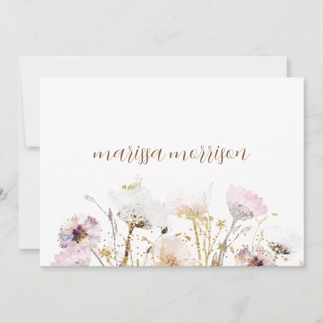 Personalised Script Signature Wildflower  Thank Yo Thank You Card (Front)