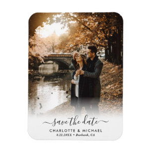 Personalised Script Wedding Photo Save The Date Magnet