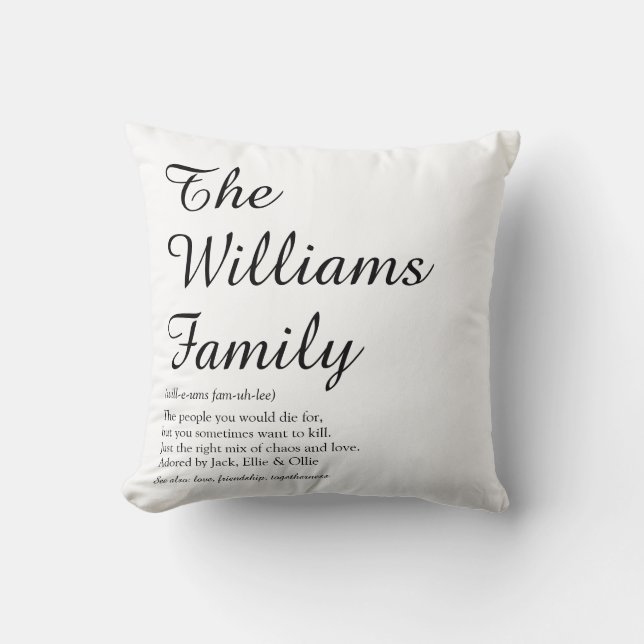 Personalised Script Your Family Definition Cushion (Front)