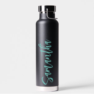 Personalised Script Your Name Party Aqua blue Water Bottle