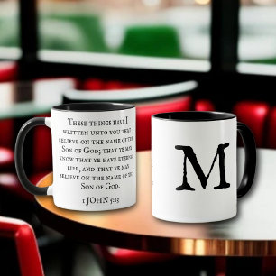 Personalised Scripture 1 John 5:13 Monogram  Mug