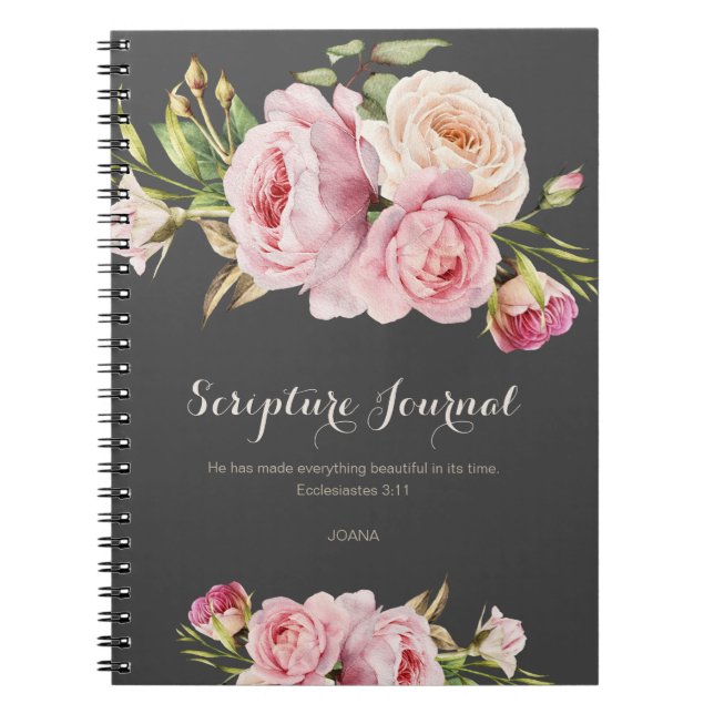 Personalised Scripture Journal Watercolor Flowers (Front)