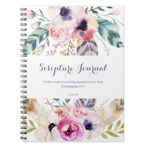 Personalised Scripture Journal Watercolor Flowers