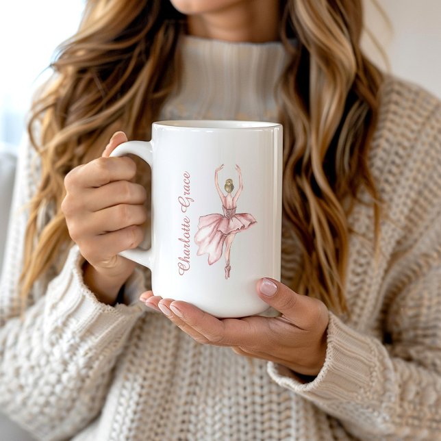 Personalised Scripty Pink Ballerina Coffee Mug (Creator Uploaded)