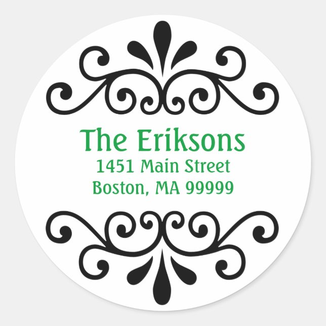 Personalised Scroll Address Labels in Green (Front)