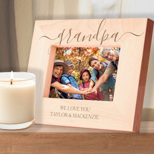 Personalised Scroll Typography Etched Frames (Personalized Scroll Typography Etched Frames by Ricaso. Change text or leave as Grandpa. Gift ideas)