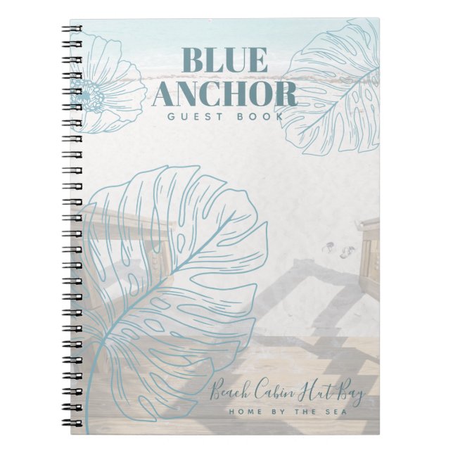 Personalised Sea Beach Front Cabin Hut GUEST BOOK (Front)