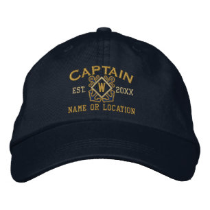 Personalised Sea Captain Nautical Monogram & more Embroidered Hat