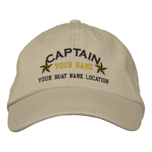 Personalised Sea Captain Stars Ball Cap Embroidery