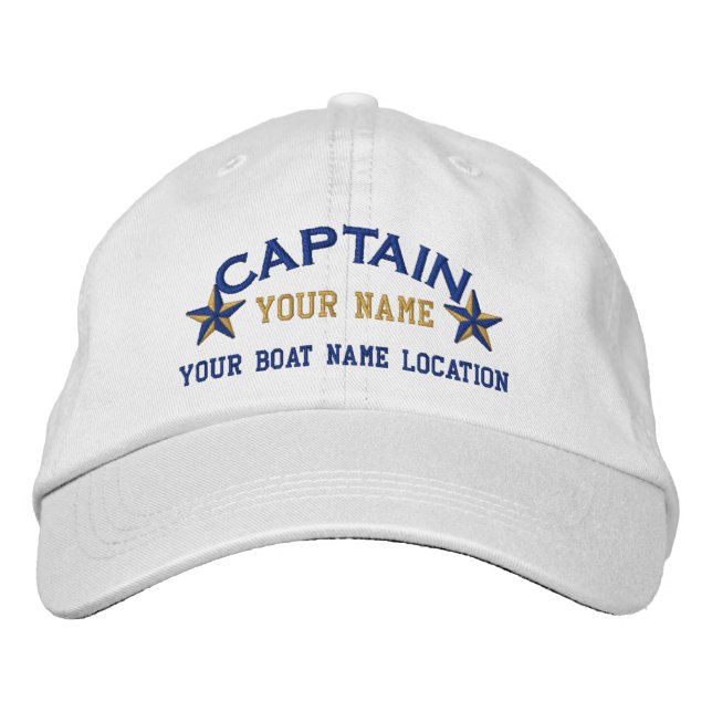 Personalised Sea Captain Stars Ball Cap Embroidery (Front)