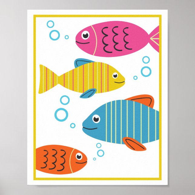 Personalised Sea Creatures Kids' Art Print Set (Front)