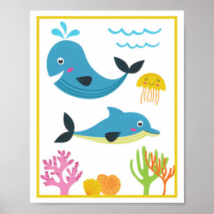 Personalised Sea Creatures Kids' Art Print Set