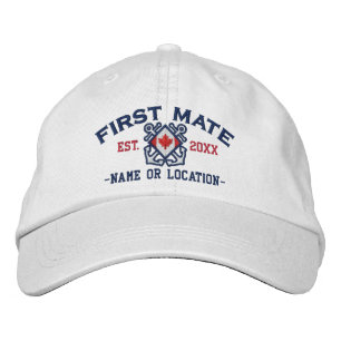 Personalised Sea First Mate Nautical Canadian Flag Embroidered Hat
