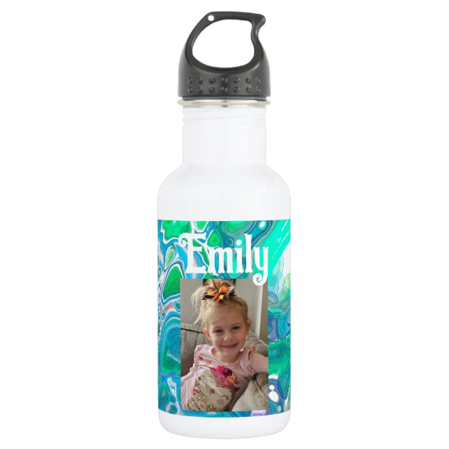 Personalised Sea Glass Digital Abstract Art   532 Ml Water Bottle (Front)