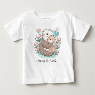 Personalised Sea Otter Love Baby T-shirt
