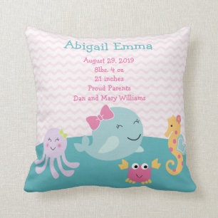 Personalised Sea Sweeties Baby Pillow Keepsake
