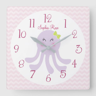 Personalised Sea Sweeties Octopus Nursery Clock