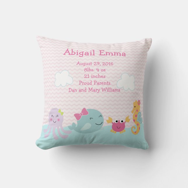 Personalised Sea Sweeties Pillow Keepsake (Front)