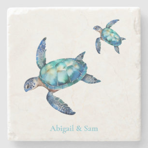 Personalised Sea Turtle Beach Stone Coaster