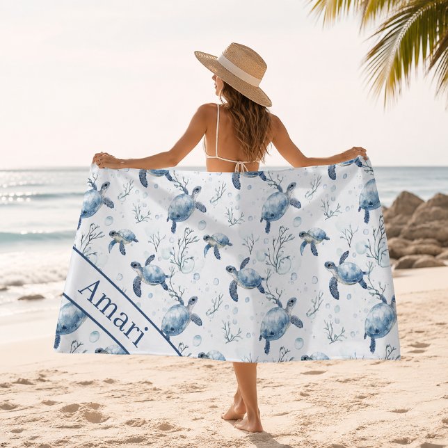 Personalised Sea Turtle Beach Towel (Creator Uploaded)