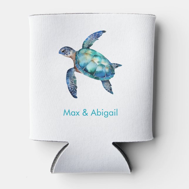 Personalised Sea Turtle  Can Cooler (Front)