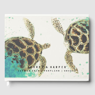 © Personalised Sea Turtle Love Wedding Guest Book