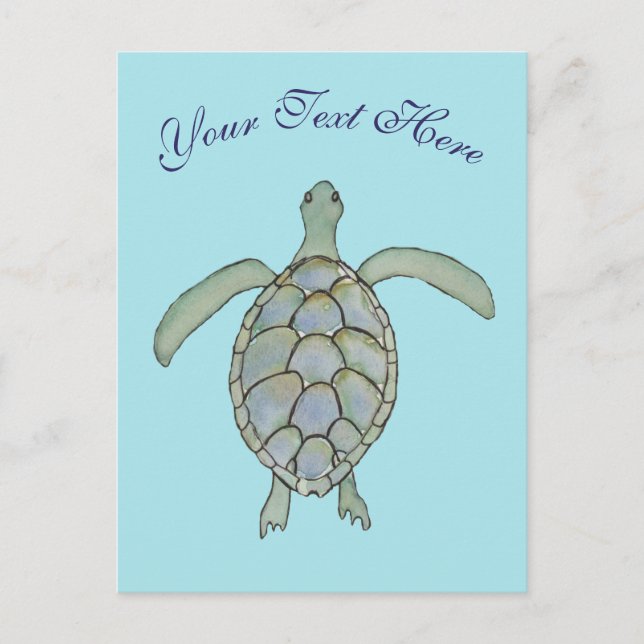 Personalised Sea Turtle Postcard (Front)