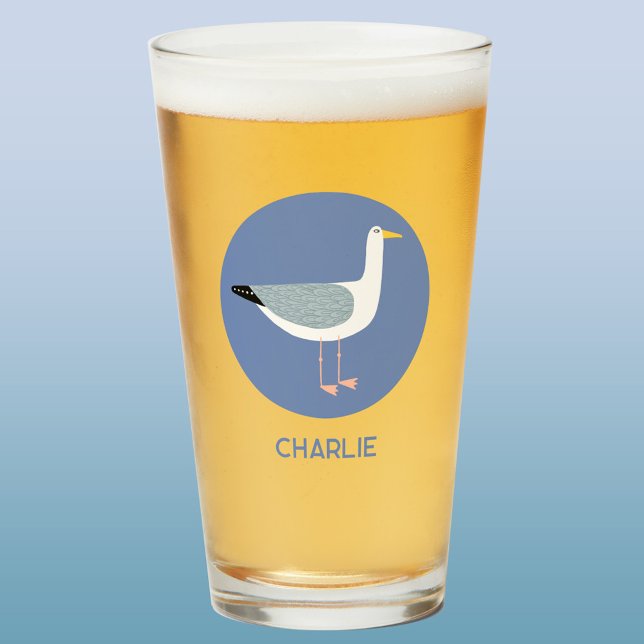 Personalised Seagull Beer Glass (Personalized name seagull beer glass)