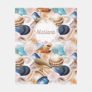Personalised Seashells Pattern Fleece Blanket