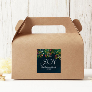 Personalised Season of Joy Family Christmas Square Sticker