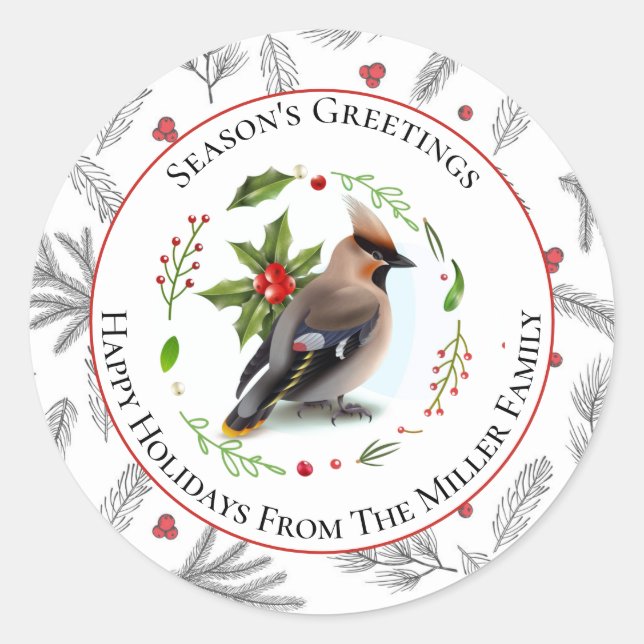 Personalised Season's Greetings Classic Round Sticker (Front)
