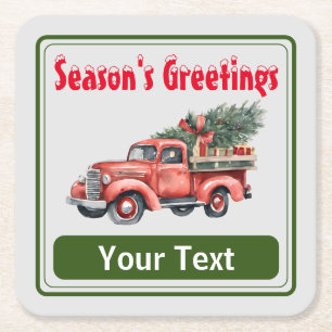 Personalised Season's Greetings Square Paper Coaster