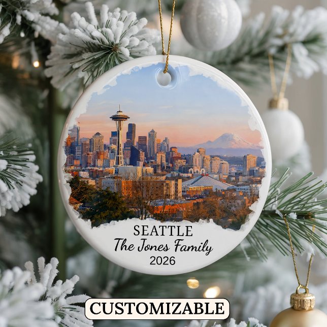 Personalised Seattle Ornament, Custom Washington Ceramic Ornament (Creator Uploaded)
