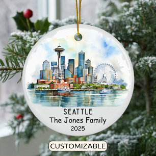 Personalised Seattle Ornament, Washington Ceramic Ornament