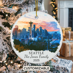 Personalised Seattle Ornament, Washington Gift Ceramic Ornament