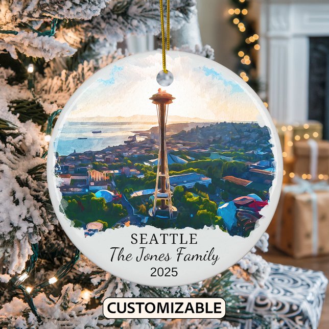 Personalised Seattle Ornament, Washington State Ceramic Ornament (Creator Uploaded)