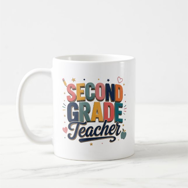 Personalised Second Grade Teacher Gift Coffee Mug (Left)