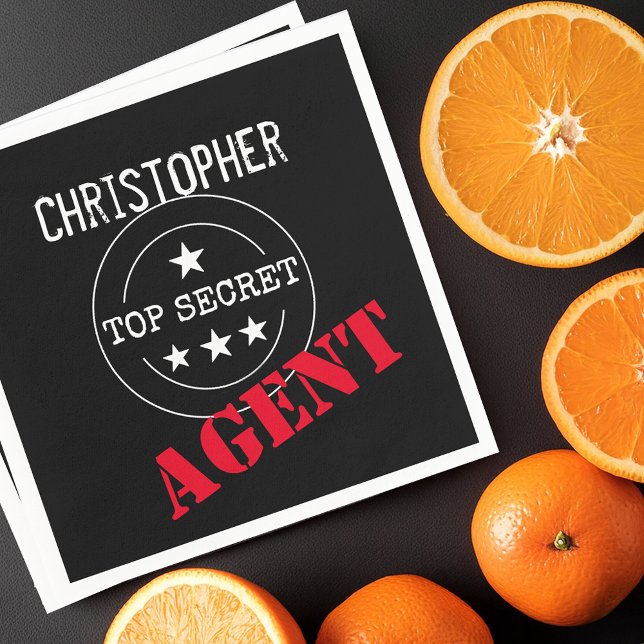 Personalised Secret Agent Kids Birthday Party Napkin (Creator Uploaded)