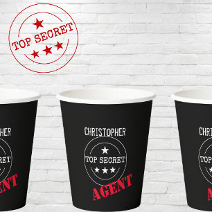 Personalised Secret Agent Kids Paper Cups