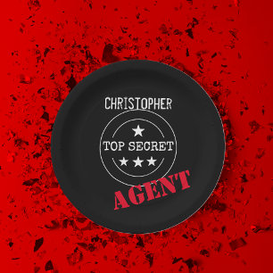 Personalised Secret Agent Kids Paper Plate
